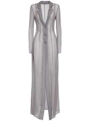 Šifonový hedvábný kabát Dolce & Gabbana šedý