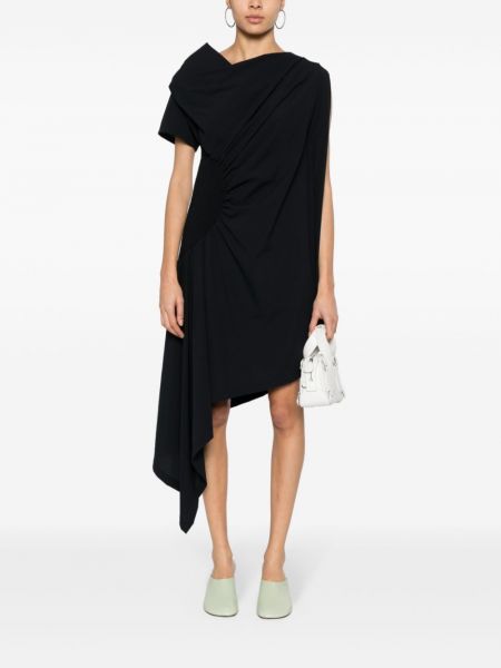 Krepové asymetrické mini šaty Issey Miyake černé