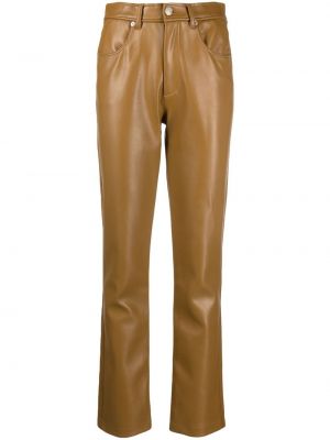 Pantalon droit en cuir Diesel marron