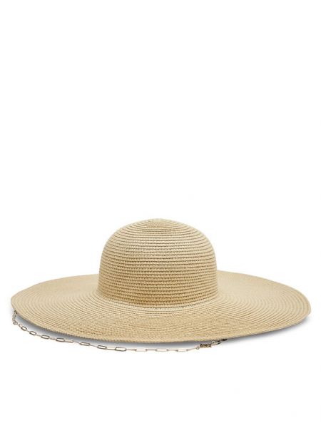 Beżowy kapelusz w jednolitym kolorze Guess