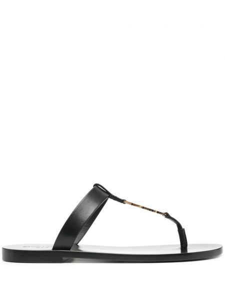 Kožne sandale s remenčićima Saint Laurent crna