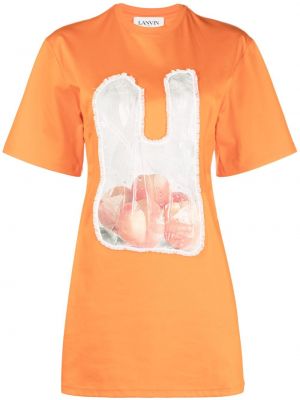 Памучна тениска Lanvin оранжево