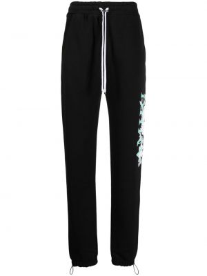 Pantaloni sport cu model floral cu imagine Amiri negru