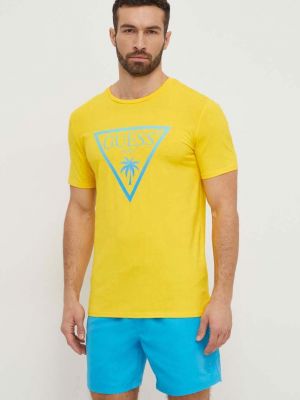 Koszulka z nadrukiem Guess żółta