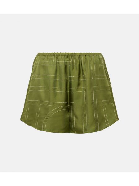 Shorts i satin i silke Toteme grøn