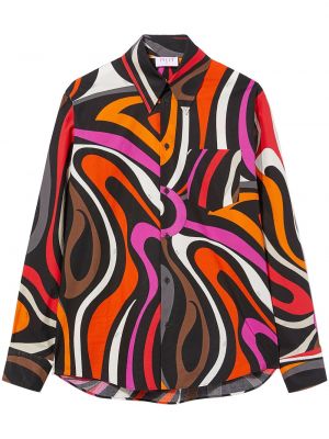 Bavlnená dlhá košeľa s potlačou s abstraktným vzorom Pucci čierna