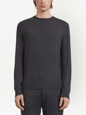 Woll pullover mit rundem ausschnitt Zegna grau