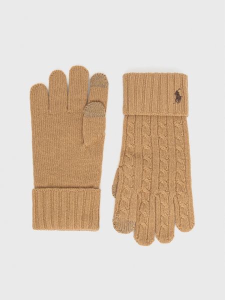Vlněné rukavice Polo Ralph Lauren hnědé