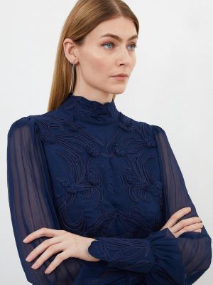 Кружевная блузка с аппликацией Karen Millen синяя