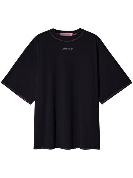 Tricou din bumbac de culoare solidă cu imagine Monochrome negru