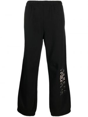 Pantaloni sport din bumbac cu imagine Mm6 Maison Margiela negru