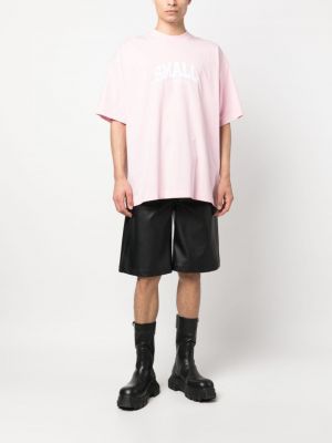 Bavlněné tričko s výšivkou Vetements růžové