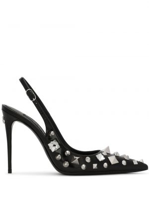 Pantofi cu toc cu nasturi slingback Dolce & Gabbana negru