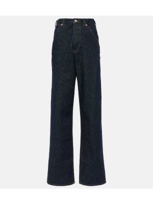 Straight leg jeans a vita alta baggy Dries Van Noten blu