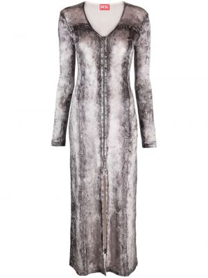 Kleid mit print mit v-ausschnitt Diesel grau