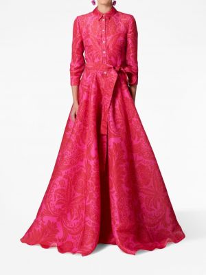 Robe de soirée en soie à fleurs à imprimé Carolina Herrera rouge