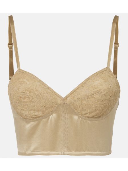 Bomull silke broderade bh Saint Laurent beige