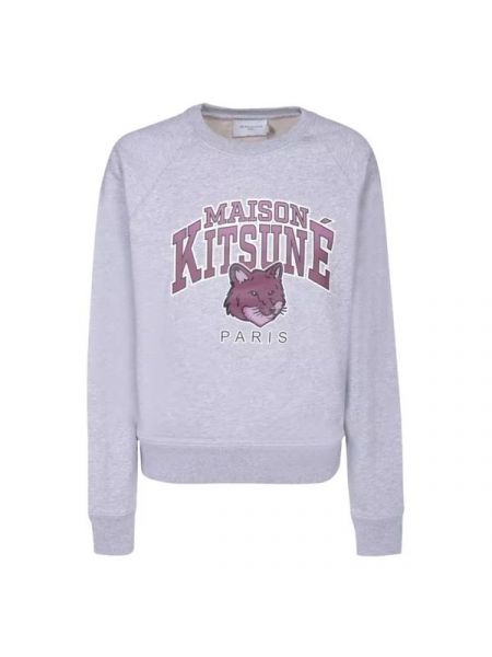 Футболка crewneck sweatshirt with logo print Maison Kitsune серый