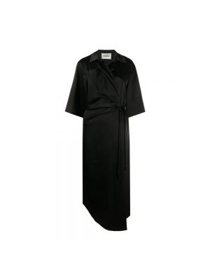 Satynowa sukienka długa Nanushka czarna