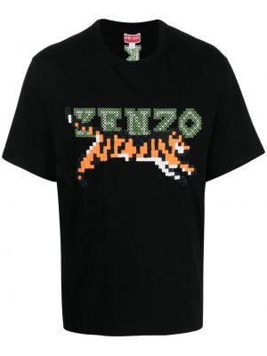 T-shirt med broderier Kenzo sort