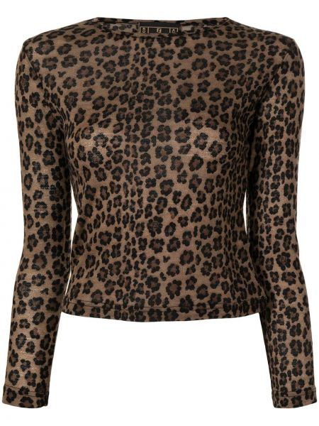 Пуловер с принт с леопардов принт Fendi Pre-owned кафяво