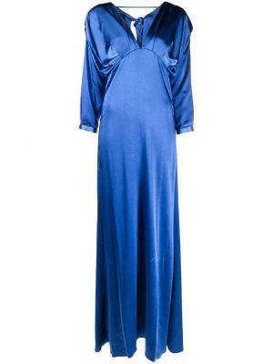 Dolga obleka z v-izrezom Pinko modra