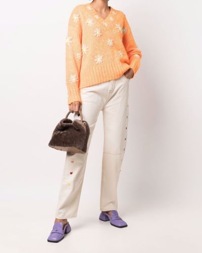 Jersey de flores de punto de tela jersey Mira Mikati naranja