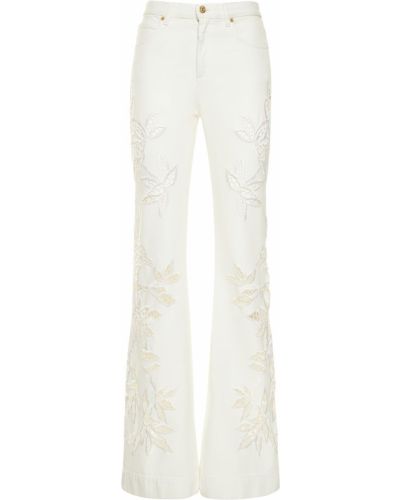 Zvonové džíny s vysokým pasem Roberto Cavalli bílé
