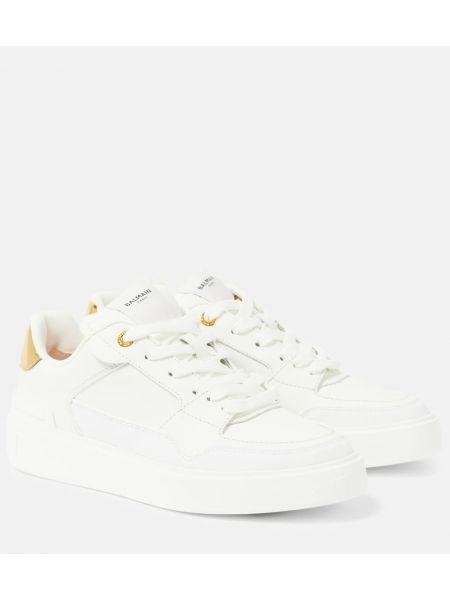 Lær sneakers Balmain hvit