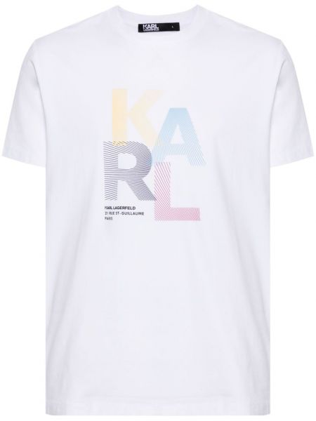 T-shirt aus baumwoll mit print Karl Lagerfeld weiß