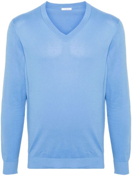 Πλεκτός πουλόβερ με λαιμόκοψη v Malo μπλε