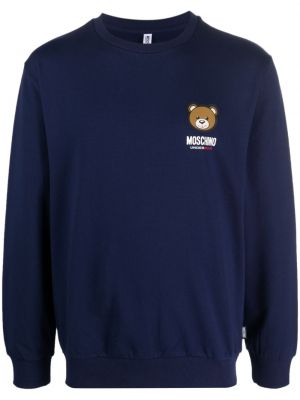 Baskılı pamuklu sweatshirt Moschino mavi