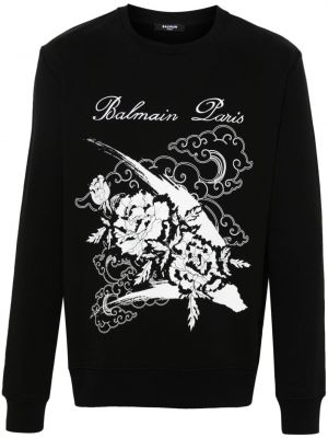 Βαμβακερός φούτερ με σχέδιο Balmain μαύρο