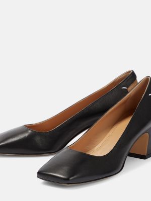 Кожени полуотворени обувки Maison Margiela черно