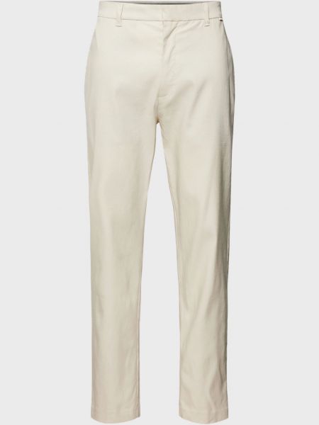 Бавовняні лляні штани Calvin Klein бежеві