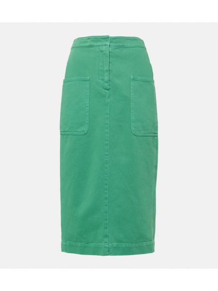 Βαμβακερή midi φούστα Max Mara πράσινο