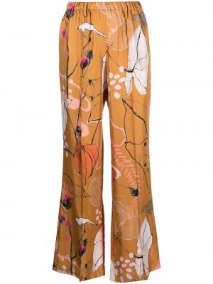 Копринени панталон на цветя с принт Alysi кафяво
