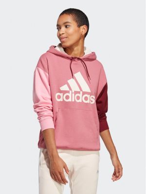 Relaxed oversize суичър с качулка Adidas розово