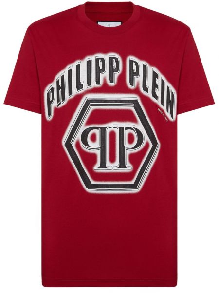 Baskılı pamuk tişört Philipp Plein kırmızı