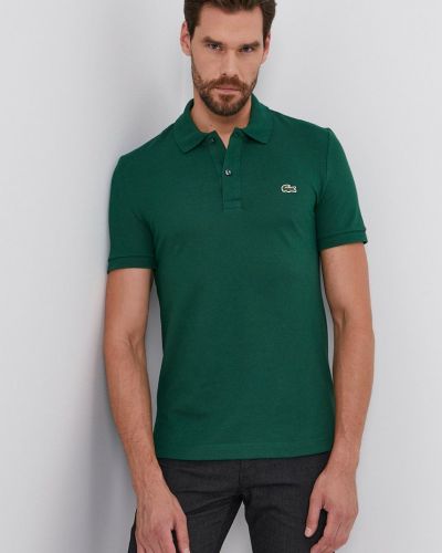 Памучна тениска с дълъг ръкав Lacoste зелено