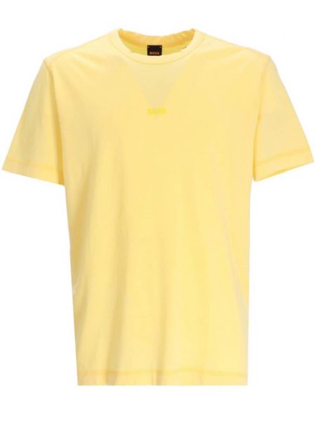Тениска с принт с кръгло деколте Boss жълто