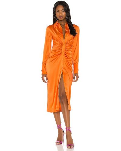 Oranžové maxi šaty z hedvábí Kim Shui