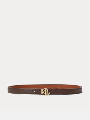 Двусторонний кожаный ремень с пряжкой Lauren Ralph Lauren коричневый