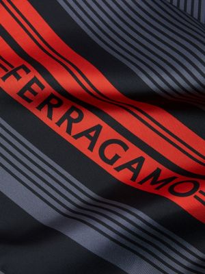 Echarpe en soie à imprimé à motif géométrique Ferragamo noir