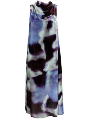 Midi obleka s potiskom z abstraktnimi vzorci z draperijo Christian Wijnants