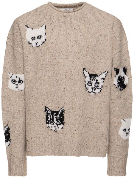 Jacquard strikkegenser Acne Studios beige