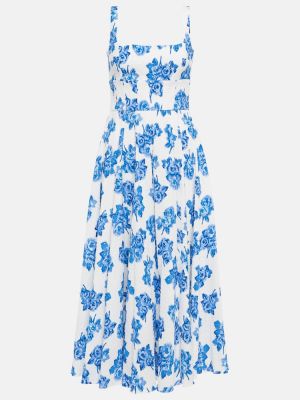 Rochie midi din bumbac cu model floral Emilia Wickstead alb