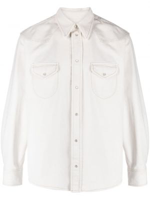 Rifľová košeľa s perlami Bally biela