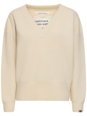 Kašmírový sveter s výstrihom do v Extreme Cashmere biela