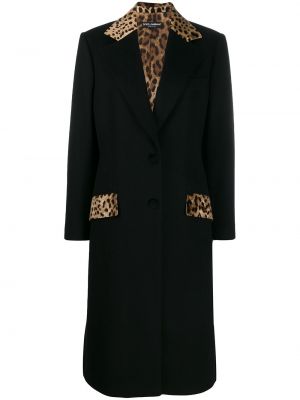 Leopard trykt lang pels Dolce & Gabbana svart